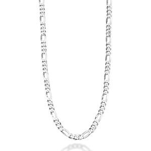 Unisex Length 22 Inch 925 Sterling Silver Italian 5mm Figaro Chain Necklace
